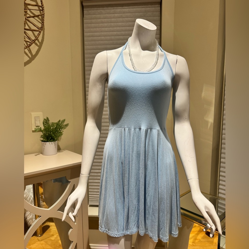 Tobi Blue Pleated Halter Sundress